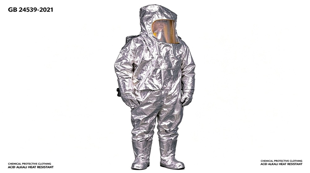 Overhead view of heavy duty protective thermal chemical composite suit, Multilayer aluminum foil chemical fabric structure measured with ruler, fire chemical suit, demonstrating professional info use in industrial safety environment, designed for wholesale bulk supply and industrial safety procurement. Overhead view of heavy duty protective thermal chemical composite suit, Multilayer aluminum foil chemical fabric structure measured with ruler, fire chemical suit, demonstrating professional info use in industrial safety environment, designed for wholesale bulk supply and industrial safety procurement.