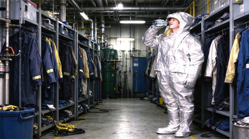 45 degree angle of heavy duty protective thermal chemical composite suit, Chemical tank emergency neutralization with fire chemical suit, bulk chemical ppe application, demonstrating professional application use in industrial safety environment, designed for wholesale bulk supply and industrial safety procurement. 45 degree angle of heavy duty protective thermal chemical composite suit, Chemical tank emergency neutralization with fire chemical suit, bulk chemical ppe application, demonstrating professional application use in industrial safety environment, designed for wholesale bulk supply and industrial safety procurement.