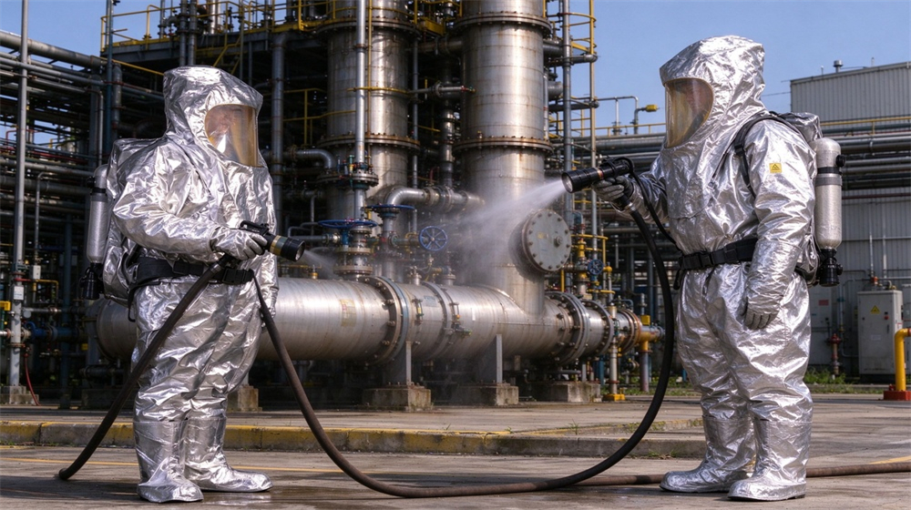 Close up detail of heavy duty protective thermal chemical composite suit, Export packing carton warehouse chemical suits, chemical protective clothing wholesale export packing, demonstrating professional application use in industrial safety environment, designed for wholesale bulk supply and industrial safety procurement. Close up detail of heavy duty protective thermal chemical composite suit, Export packing carton warehouse chemical suits, chemical protective clothing wholesale export packing, demonstrating professional application use in industrial safety environment, designed for wholesale bulk supply and industrial safety procurement.