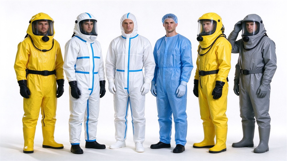 Close up detail of heavy duty protective disposable type 5 6 chemical coverall, Hazmat worker checking waste drums with detector in disposable chemical coverall, lightweight, demonstrating professional application use in industrial safety environment, designed for wholesale bulk supply and industrial Close up detail of heavy duty protective disposable type 5 6 chemical coverall, Hazmat worker checking waste drums with detector in disposable chemical coverall, lightweight, demonstrating professional application use in industrial safety environment, designed for wholesale bulk supply and industrial
