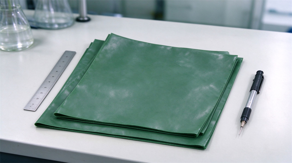 Macro detail of heavy duty protective green acid alkali resistant suit, Asian engineer in green workwear inspecting acid resistant suit barrier membrane fabric, demonstrating professional info use in industrial safety environment, designed for wholesale bulk supply and industrial safety procurement. Macro detail of heavy duty protective green acid alkali resistant suit, Asian engineer in green workwear inspecting acid resistant suit barrier membrane fabric, demonstrating professional info use in industrial safety environment, designed for wholesale bulk supply and industrial safety procurement.