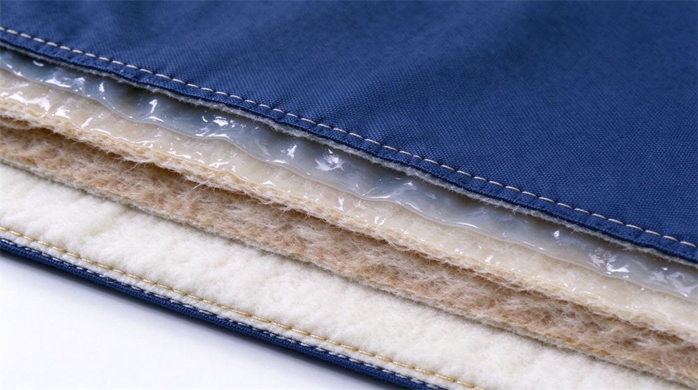Front view of heavy duty protective steam protective suit, Four layer steam protection fabric cross section with heat sealed waterproof layer,, demonstrating professional info use in industrial safety environment, designed for wholesale bulk supply and industrial safety procurement. Front view of heavy duty protective steam protective suit, Four layer steam protection fabric cross section with heat sealed waterproof layer,, demonstrating professional info use in industrial safety environment, designed for wholesale bulk supply and industrial safety procurement.