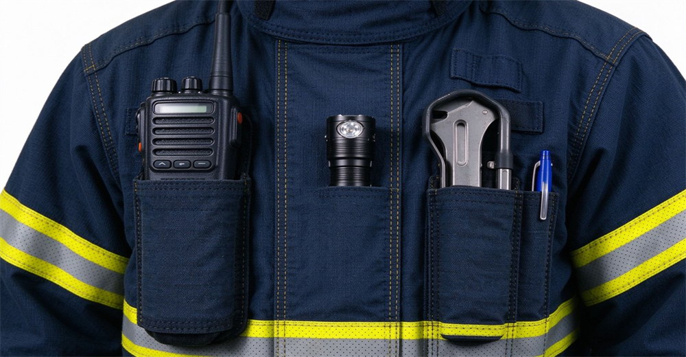 T-90 thermal liner insulation felt thickness closeup white fluffy aramid fiber heat barrier layer structural firefighting turnout gear thermal protection