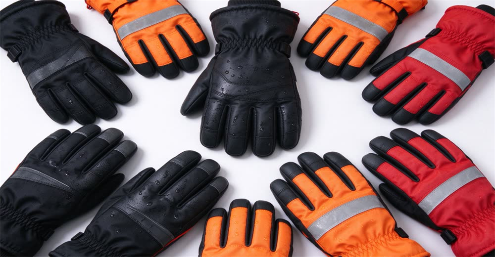 Front view of black waterproof cold weather rescue gloves showing insulated gloves for winter mountain operations Front view of black waterproof cold weather rescue gloves showing insulated gloves for winter mountain operations