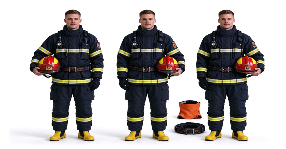 Wholesale firefighter gear structural turnout suit coat pants helmet gloves boots full display department bulk equipment set NFPA certified complete ensemble Wholesale firefighter gear structural turnout suit coat pants helmet gloves boots full display department bulk equipment set NFPA certified complete ensemble