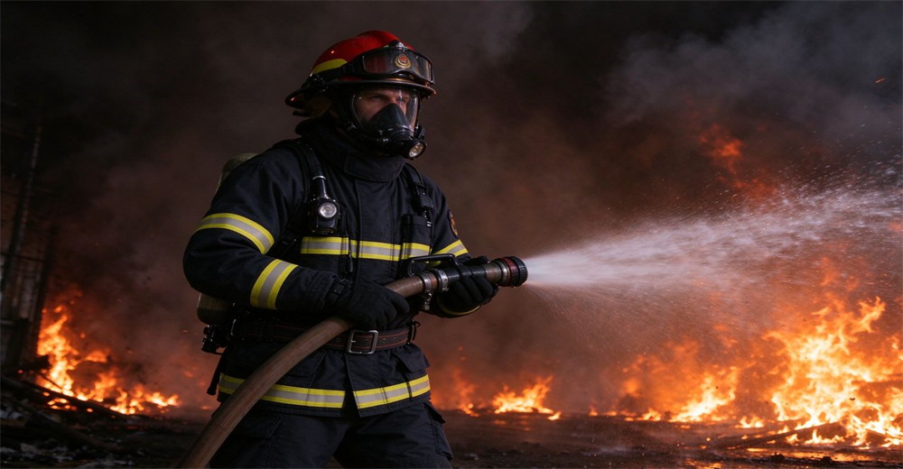 Bulk firefighter gear structural firefighter hose line fire suppression burning building scene department operation thermal protection standard equipment gear supply