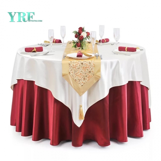 Burgundy Square Lattice Wedding Banquet Polyester Round Table Cloth