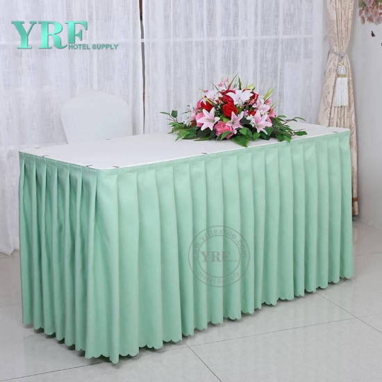 Wholesale Elegant Bridal Shower Rectangular White Tulle Linen Table Skirt Table Skirting