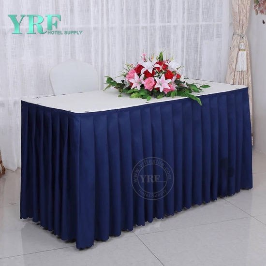 Wholesale Elegant Bridal Shower Rectangular White Tulle Linen Table Skirt Table Skirting