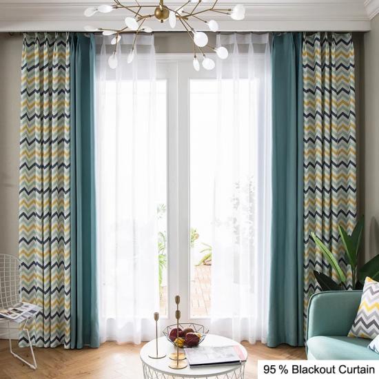 Cottage 66 x 54 stripe Wave shape blackout curtains For YRF