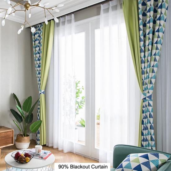 Dorm Room 90 x 54 Green triangle blackout curtains For YRF