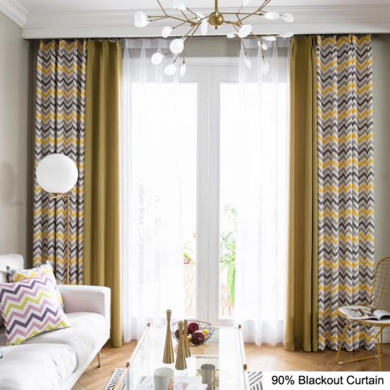 Resort 46 x 72 yellow and white blackout curtains For YRF