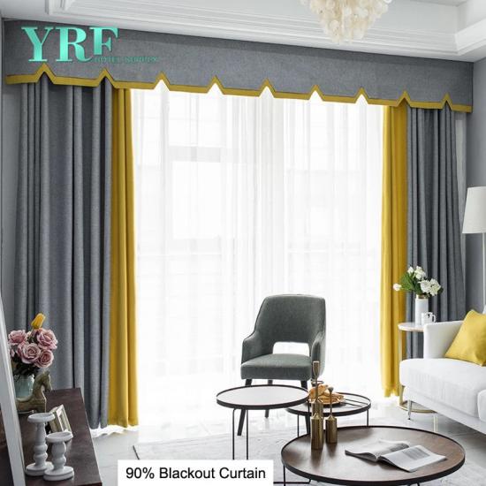 4 Star Hotel linen tan and white blackout curtains For YRF