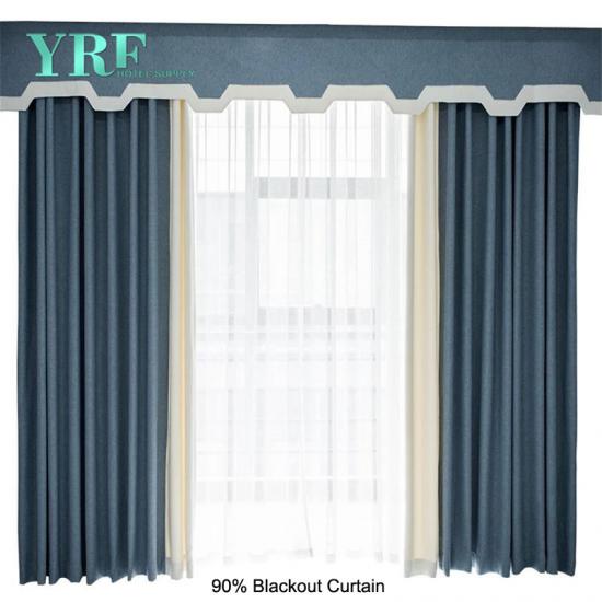 4 Star Hotel linen tan and white blackout curtains For YRF