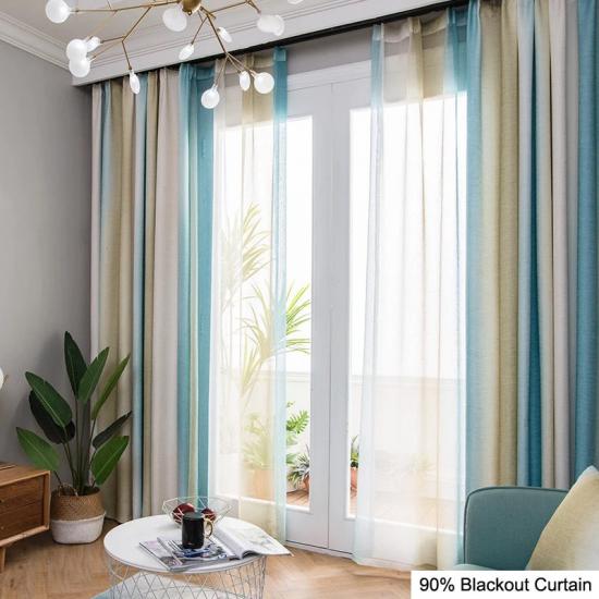 tan and white blackout curtains