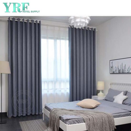 2 Panels Grommet Dark Grey Hotel Blackout Curtain For YRF