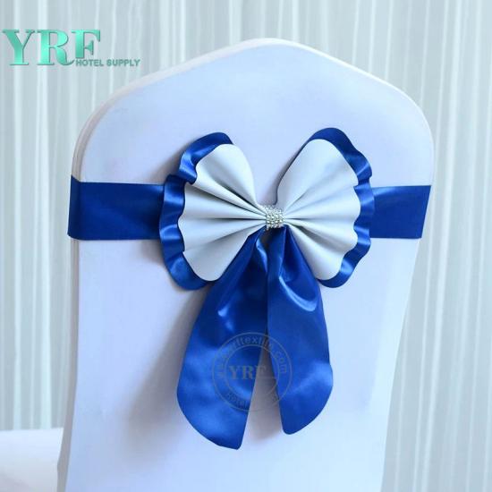 Royal blue ruffled chiavari wedding chair covers chair sash