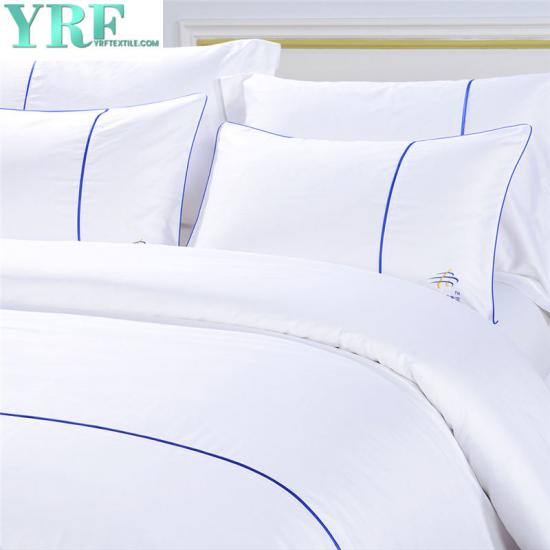 Logo Stripe Embroidery 100% Cotton 4PCS Hotel Style Bedding For Resort