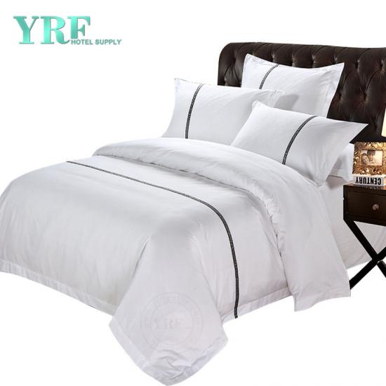 Luxury Stripe Cotton White Satin Hotel Collection Bed Sheets