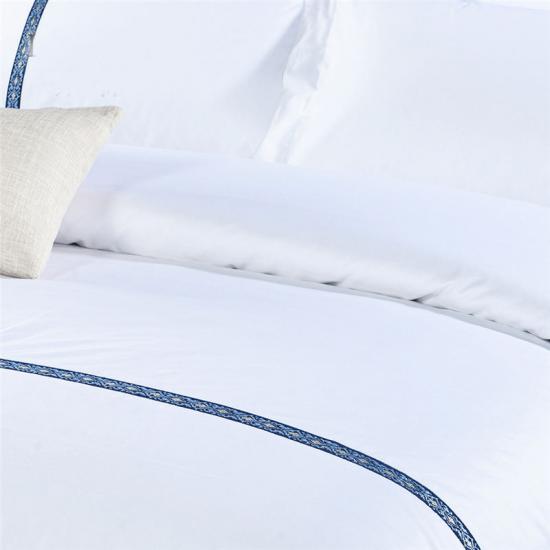 Luxury Stripe Patchwork Soft White Cotton Hotel Collection Bedding Collection