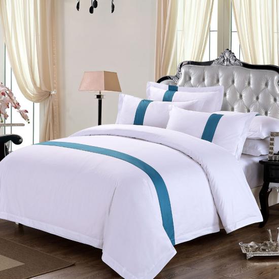 Expensive Resort White Embroidery Stripe Patchwork Grand Hotel Collection Bedding