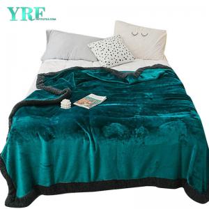 King Bed Dark Cyan&Black Raschel Blanket