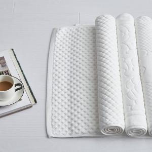 100% Ring Spun Cotton Banded Shower Bathroom Floor Towels White Bath Mats