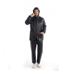 Black Flood Relief Raincoat Reflective Strips