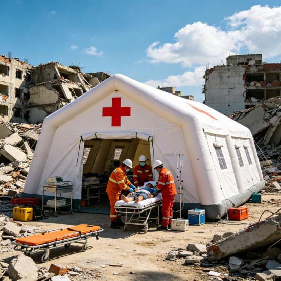 White Red Cross Inflatable Medical Tent
