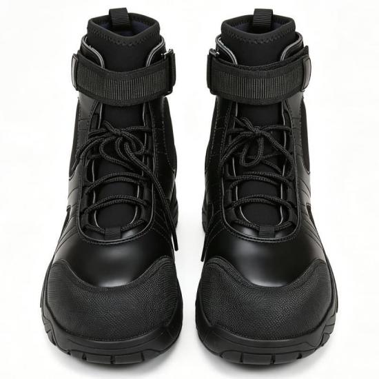 black leather water rescue boots