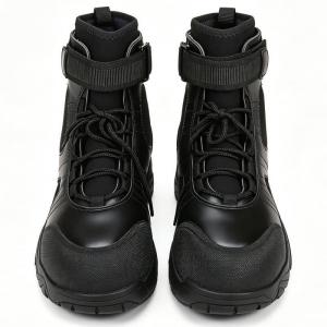 black leather water rescue boots