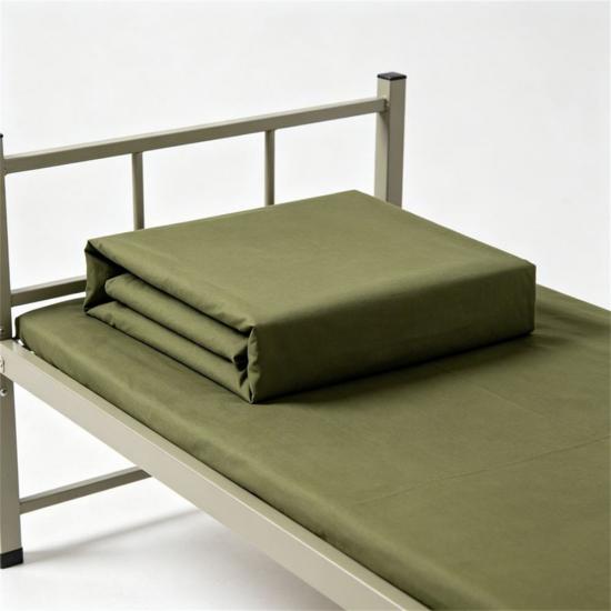 olive green institutional bedding set for staff dormitory